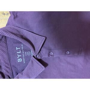 BYLT Drop Cut Lux Polo Mens Large Purple Performance Stretch Shirt